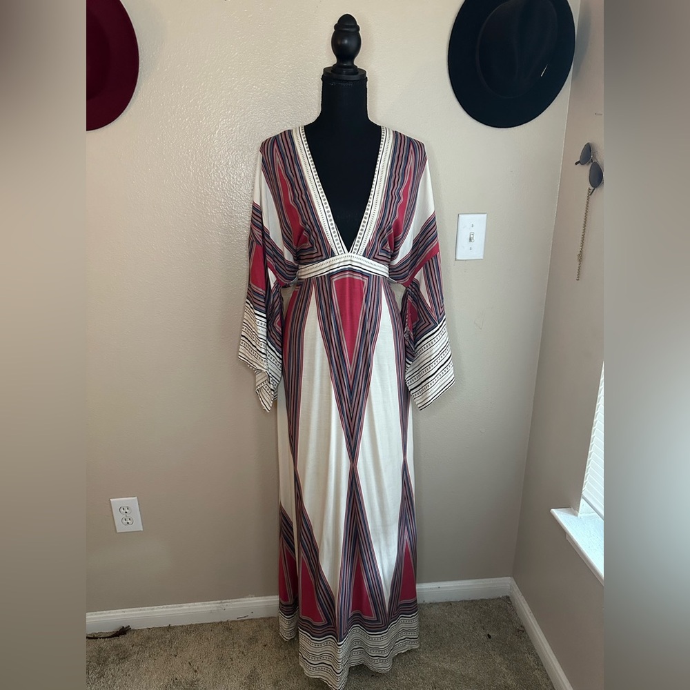 Elegant Striped Maxi Dress in Red and White